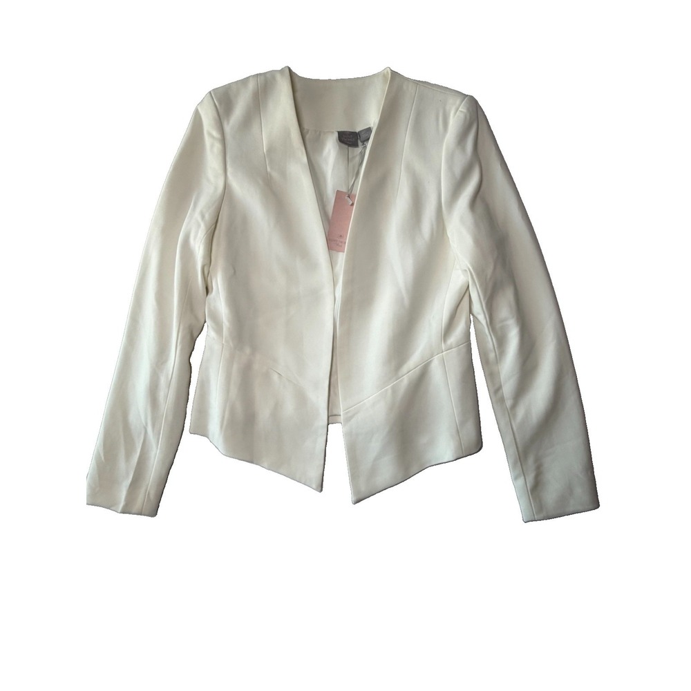 Saint Tropez West Women's White Open Front Blazer Size S New With Tags